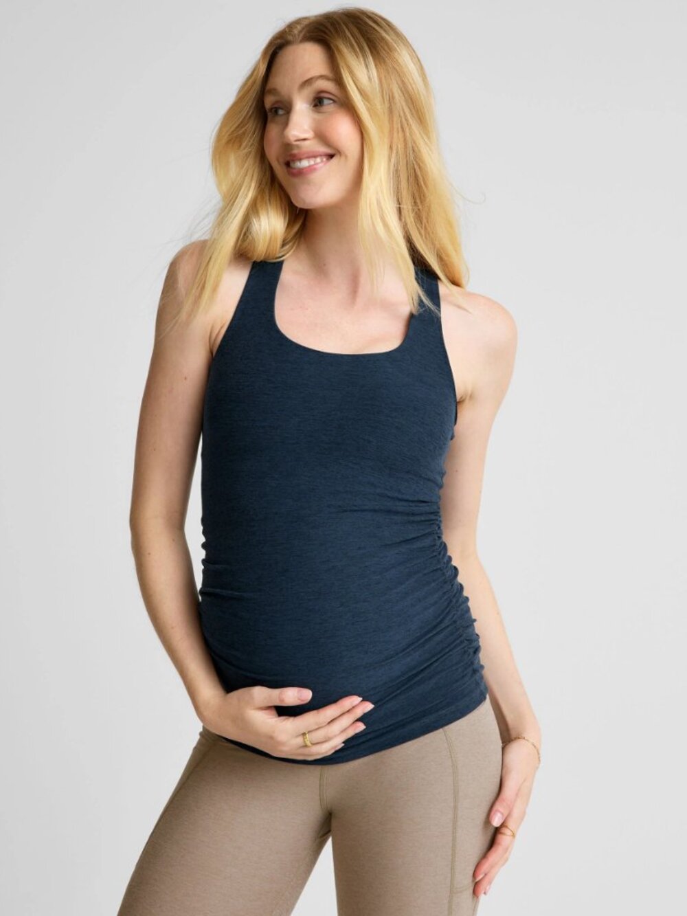 Beyond The Bump Dark Blue Space Dye Racerback Maternity Tank Top